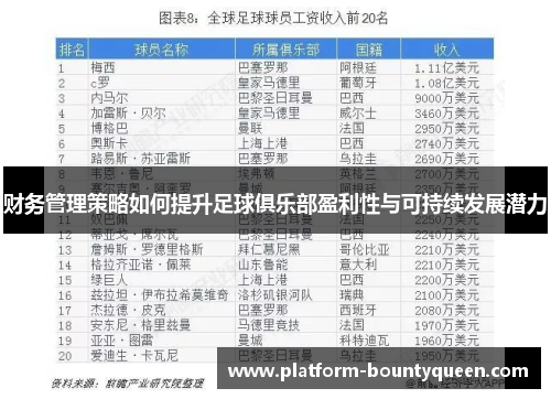 财务管理策略如何提升足球俱乐部盈利性与可持续发展潜力